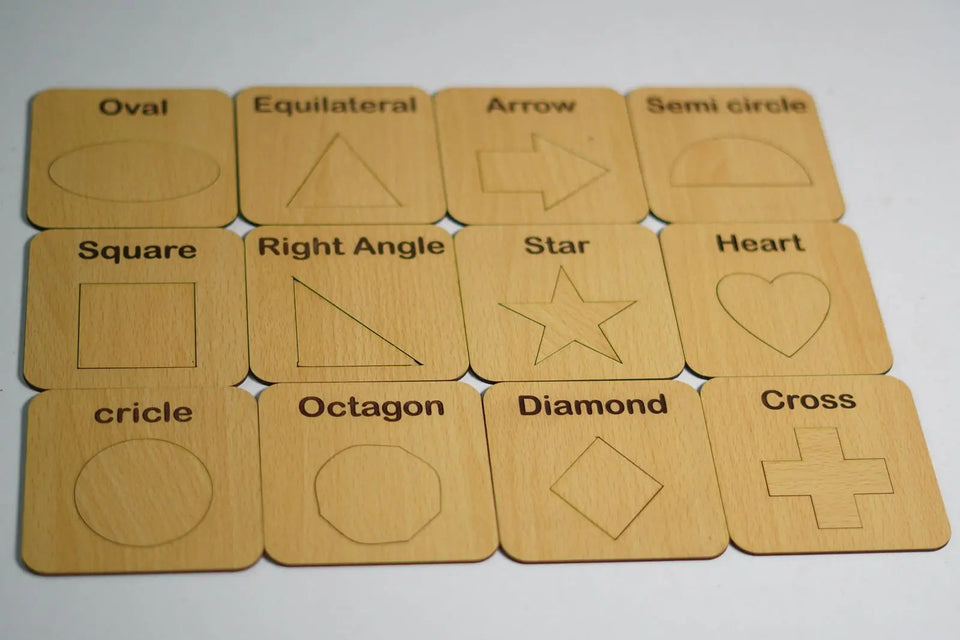 Wooden Shapes Drawing And Puzzles Stencils – 24 Pieces ( 12 Inner + 12 Outer )