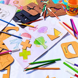 Wooden Shapes Drawing And Puzzles Stencils – 24 Pieces ( 12 Inner + 12 Outer )